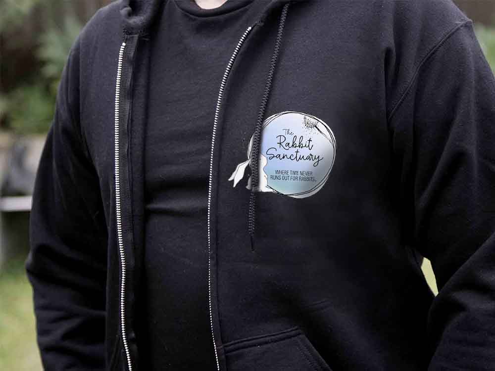 Printed Rabbit Sanctuary Zip Up Hoodie
