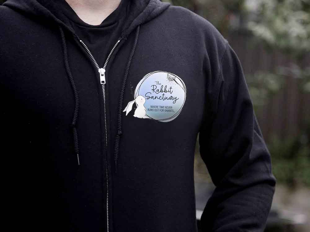 Printed Rabbit Sanctuary Zip Up Hoodie - Image 2