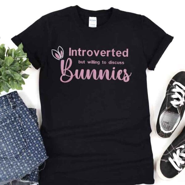 Embroidered – Introverted but willing to discuss bunnies T-shirt – Unisex Fit