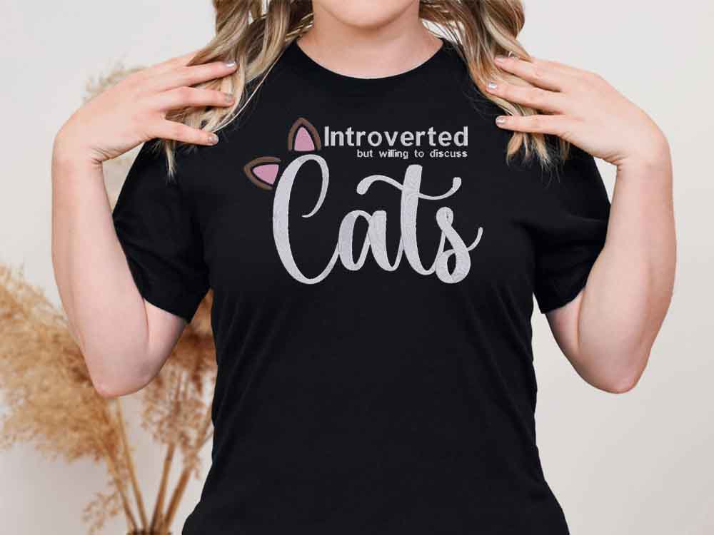 Printed - Introverted but willing to discuss cats T-Shirt- Unisex Fit - Image 5