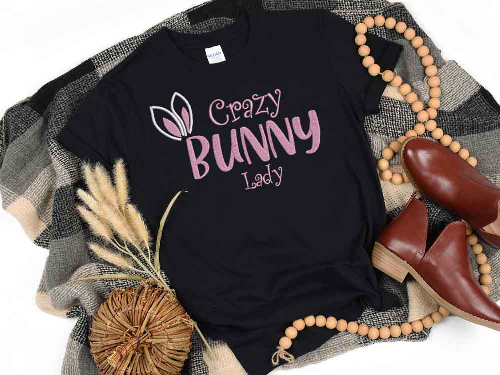Printed - Crazy Bunny Lady T-Shirt - Unisex Fit - Image 4