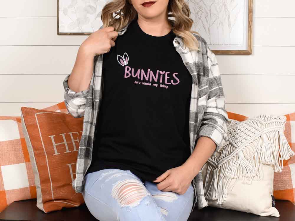 Embroidered - Bunnies are kinda my thing T-Shirt- Unisex Fit - Image 4