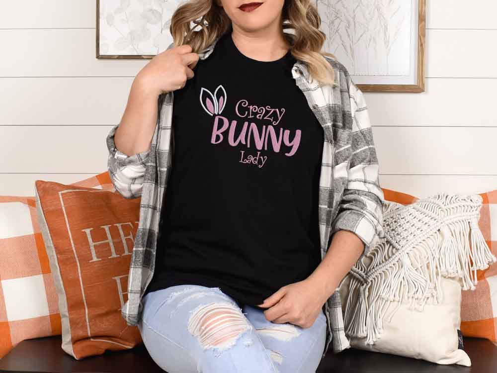 Printed - Crazy Bunny Lady T-Shirt - Unisex Fit - Image 3