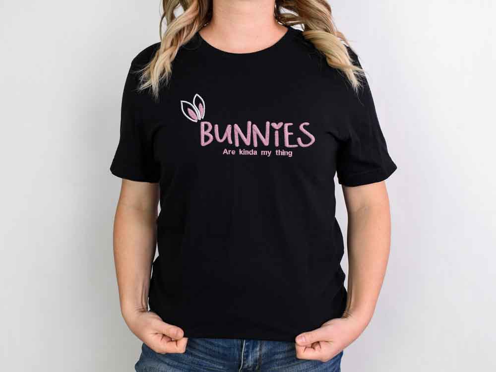 Embroidered - Bunnies are kinda my thing T-Shirt- Unisex Fit - Image 3